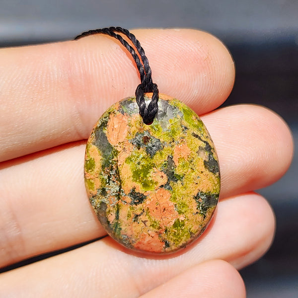 Natural Unakite Pendant Necklace (1BBB32)