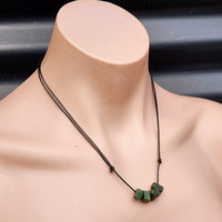 New Zealand Greenstone Pounamu Irregular Bead Pendant Necklace (AJJC2239)