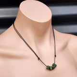 New Zealand Greenstone Pounamu Irregular Bead Pendant Necklace (AJJC2239)