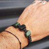 New Zealand Greenstone One Off Macrame Bracelet (1A3-672)