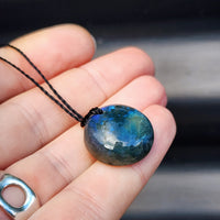 Natural Labradorite Round Pendant Necklace (1BBB260)