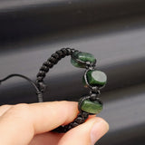 New Zealand Greenstone One Off Macrame Bracelet (1A3-665)