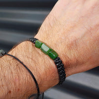 New Zealand Greenstone One Off Macrame Bracelet (1A3-657)