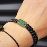 New Zealand Greenstone One Off Macrame Bracelet (1A3-699)