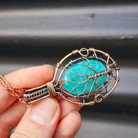 Handmade Copper & Natural Amazonite Wire Wrap Necklace