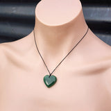 Natural Greenstone Heart Pendant Necklaces