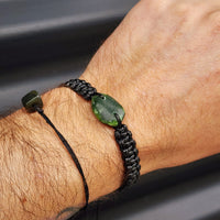 New Zealand Greenstone One Off Macrame Bracelet (1A3-669)