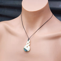 Natural Hand Carved Maori Bone & Paua Carving Pendant Necklace - Double Twist