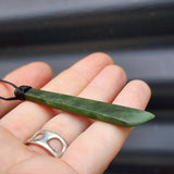 NZ Greenstone Pounamu Toki Pendant Necklace (N65)