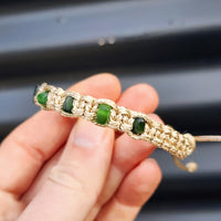 Greenstone Macrame Bracelet - Tan - 8 Stones