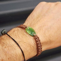 New Zealand Greenstone One Off Macrame Bracelet (1A3-666)