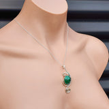 Solid Sterling Silver & Natural Malachite Handmade Pendant Necklace