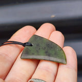 NZ Greenstone Pounamu Tooth Pendant Necklace (N89)