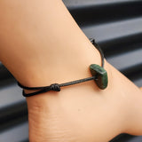 NZ Greenstone Pounamu One Off Macrame Anklet (1A3-675)