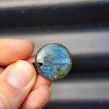 Natural Labradorite Round Pendant Necklace (1BBB261)