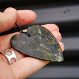 NZ Black Greenstone Pounamu Heart Pendant Necklace (N72)