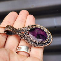 Handmade Copper & Natural Amethyst Wire Wrap Necklace