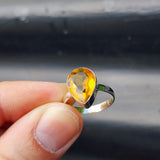 (Q) Solid Sterling Silver & Citrine Stone Pear Handmade Solitaire Ring