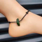 NZ Greenstone Pounamu One Off Macrame Anklet (1A3-678)