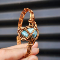 Handmade Copper & Natural Larimar Wrap Cuff Bracelet