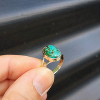 (R) Solid Sterling Silver & Natural Turquoise Handmade Solitaire Ring