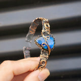 Handmade Copper & Natural Labradorite Wrap Cuff Bracelet