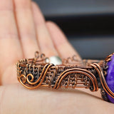 Handmade Copper & Natural Charoite Wrap Cuff Bracelet