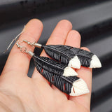 Natural Hand Carved Maori Bone Carving Earrings - Feathers