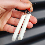 Natural Hand Carved Maori Bone Carving Earrings - Rectangle Drops