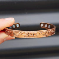 Copper Magnetic Flower Cuff Bracelet