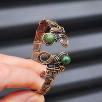 Handmade Copper & Natural Greenstone Cuff Bracelet