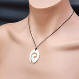 Natural Hand Carved Maori Bone Carving Pendant Necklace - Koru Spiral