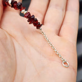 Solid Sterling Silver & Natural Garnet Handmade Chain Bracelet