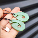 NZ Greenstone Pounamu Hei Matau Pendant Necklace (P7X3)