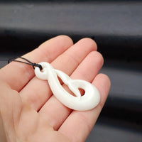 Natural Hand Carved Maori Bone Carving Pendant Necklace - Whale Tail Hook