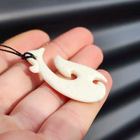 Natural Hand Carved Maori Bone Carving Pendant Necklace - Manaia