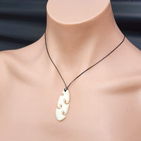 Natural Hand Carved Maori Bone Carving Pendant Necklace - Sea Waves