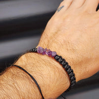 Natural Amethyst Chip Black Macrame Bracelet