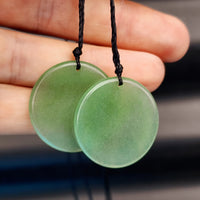 30mm Natural Aventurine Flat Disk Pendant Necklace