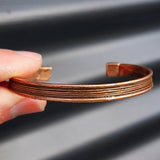 Rustic Copper Lines Cuff Bracelet