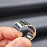 (T) Solid Sterling Silver Rustic Handmade Barrel Cuff Ring