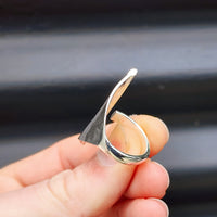 (T) Solid Sterling Silver Rustic Handmade Abstract Ring