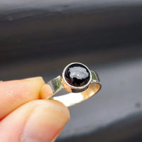 (Q) Solid Sterling Silver & Black Onyx Stone Handmade Solitaire Ring