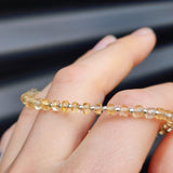 Solid Sterling Silver & Natural Citrine Stone 4mm Cylinder Bead Bracelet