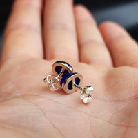 Natural Lapis Lazuli & Solid Silver Oval Stud Earrings