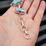 Solid Sterling Silver & Natural Larimar Handmade Chain Bracelet