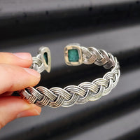 Solid Sterling Silver & Natural Malachite Handmade Cuff Bracelet