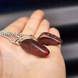 Stainless Steel & Natural Bloodstone Pendant Necklace