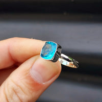 (R) Solid Sterling Silver & Natural Blue Topaz Handmade Signet Ring