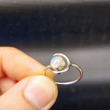 (Q) Solid Sterling Silver Sun & Moonstone Handmade Rustic Ring